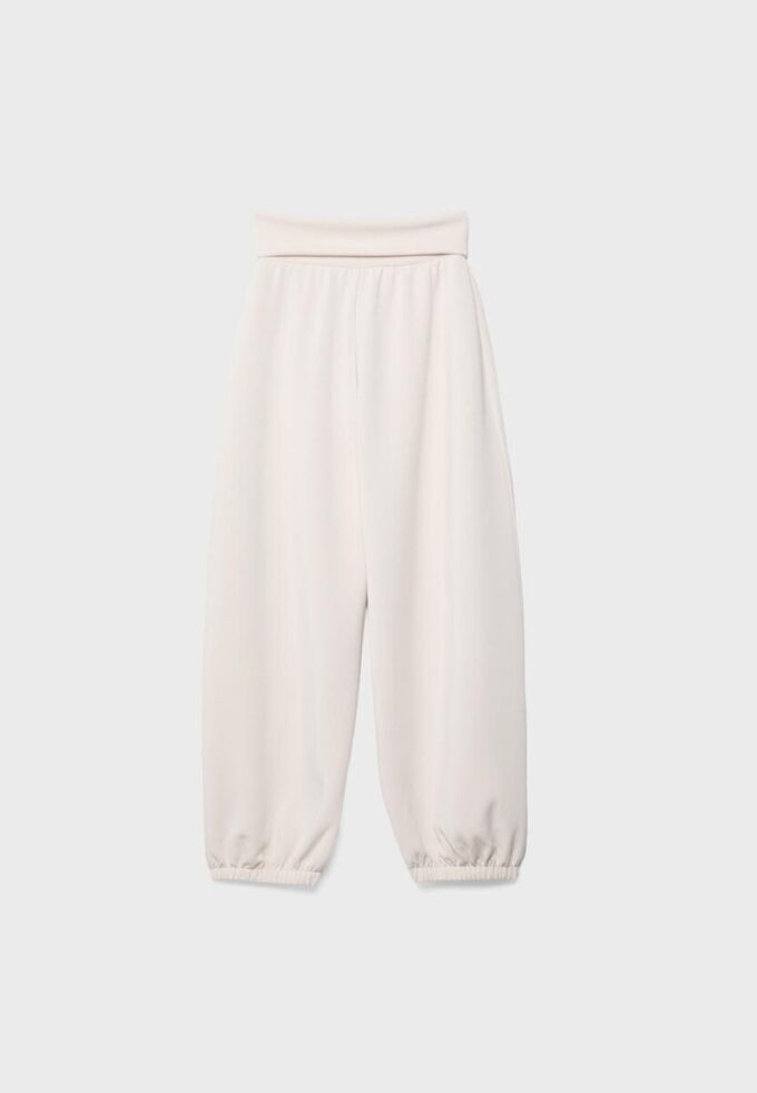 Pantalones jogger tipo globo de tacto suave con cintura remangada Pantalones jogger tipo globo de tacto suave con cintura remangada