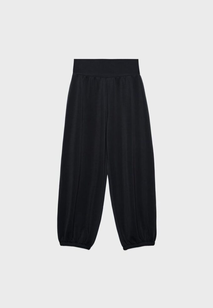 Pantalones jogger tipo globo de tacto suave con cintura remangada Pantalones jogger tipo globo de tacto suave con cintura remangada