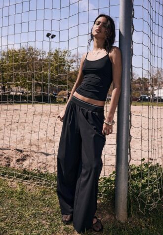 Pantalones joggers palazzo con cintura elástica de tacto suave