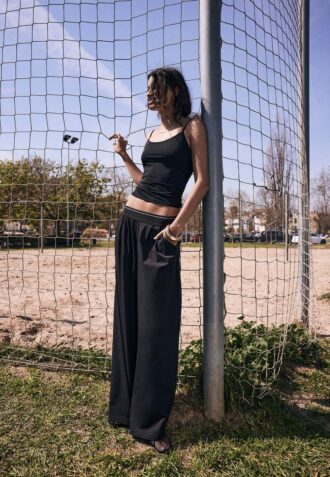 Pantalones joggers palazzo con cintura elástica de tacto suave