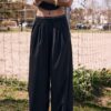 Pantalones joggers palazzo con cintura elástica de tacto suave Pantalones joggers palazzo con cintura elástica de tacto suave