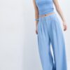 Pantalones rústicos Wide Leg con botones ajustables Pantalones rústicos Wide Leg con botones ajustables