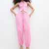 Pantalones sarouel con efecto lino Pantalones sarouel con efecto lino