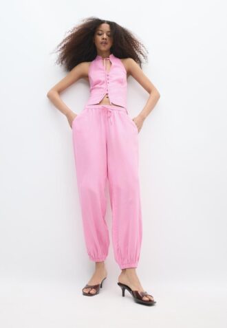 Pantalones sarouel con efecto lino