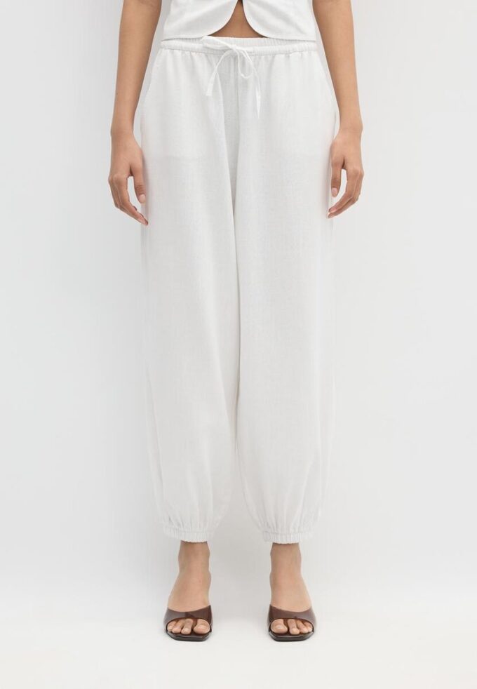 Pantalones sarouel con efecto lino Pantalones sarouel con efecto lino