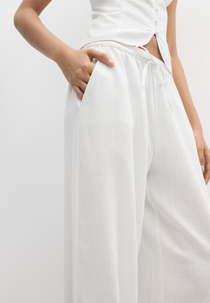 Pantalones sarouel con efecto lino Pantalones sarouel con efecto lino