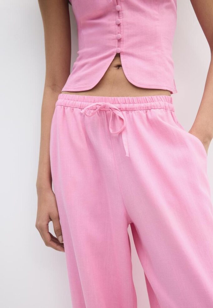 Pantalones sarouel con efecto lino Pantalones sarouel con efecto lino