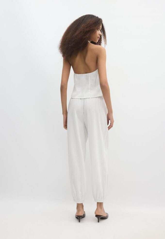 Pantalones sarouel con efecto lino Pantalones sarouel con efecto lino