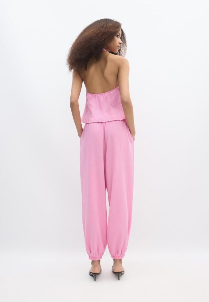 Pantalones sarouel con efecto lino Pantalones sarouel con efecto lino