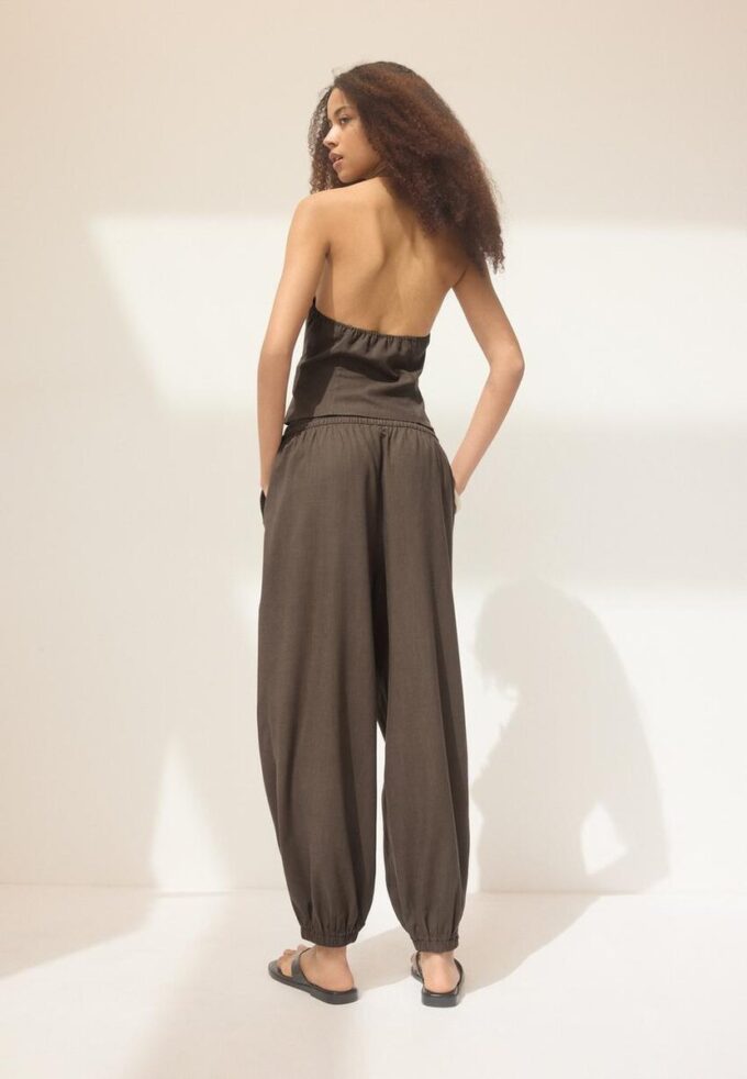 Pantalones sarouel con efecto lino Pantalones sarouel con efecto lino