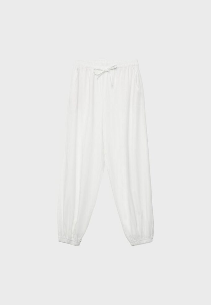 Pantalones sarouel con efecto lino Pantalones sarouel con efecto lino