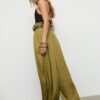 Pantalones sarouel de satén con cinturón Pantalones sarouel de satén con cinturón