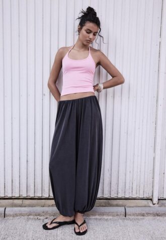 Pantalones tipo globo fluidos de tacto suave
