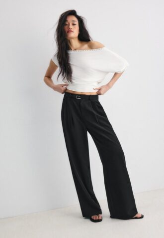 Pantalones Wide Leg con detalle de hebilla