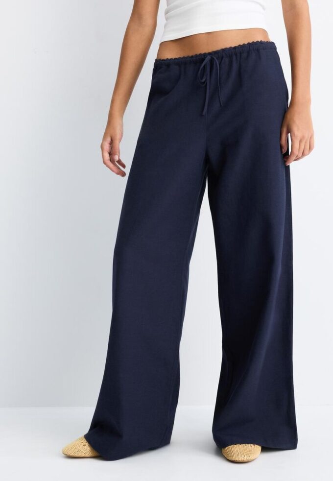 Pantalones Wide Leg con efecto lino Pantalones Wide Leg con efecto lino