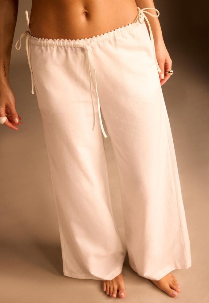 Pantalones Wide Leg con efecto lino Pantalones Wide Leg con efecto lino