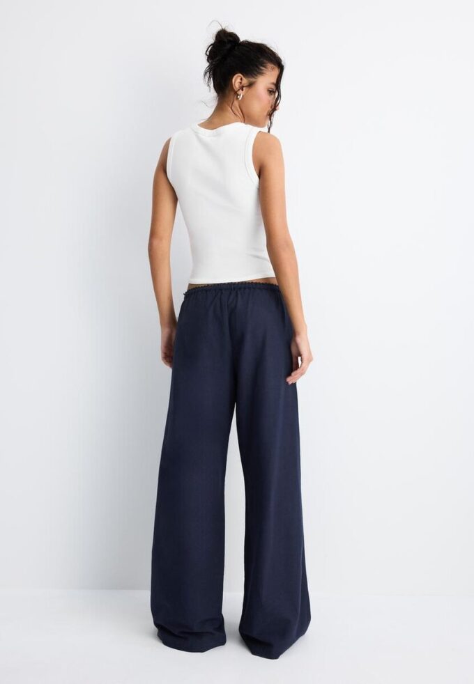 Pantalones Wide Leg con efecto lino Pantalones Wide Leg con efecto lino