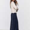 Pantalones Wide Leg de felpa con detalle de ribete Pantalones Wide Leg de felpa con detalle de ribete
