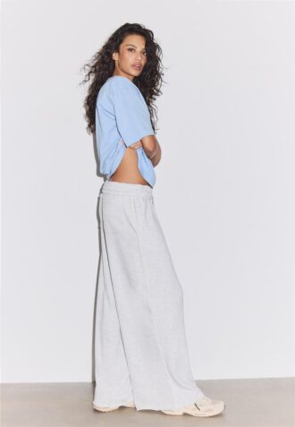 Pantalones Wide Leg de felpa con detalle de ribete