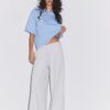 Pantalones Wide Leg de felpa con detalle de ribete Pantalones Wide Leg de felpa con detalle de ribete