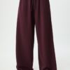 Pantalones Wide Leg de felpa con detalle de ribete Pantalones Wide Leg de felpa con detalle de ribete
