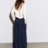 Pantalones Wide Leg de felpa con detalle de ribete Pantalones Wide Leg de felpa con detalle de ribete