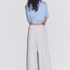 Pantalones Wide Leg de felpa con detalle de ribete Pantalones Wide Leg de felpa con detalle de ribete