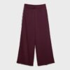 Pantalones Wide Leg de felpa con detalle de ribete Pantalones Wide Leg de felpa con detalle de ribete