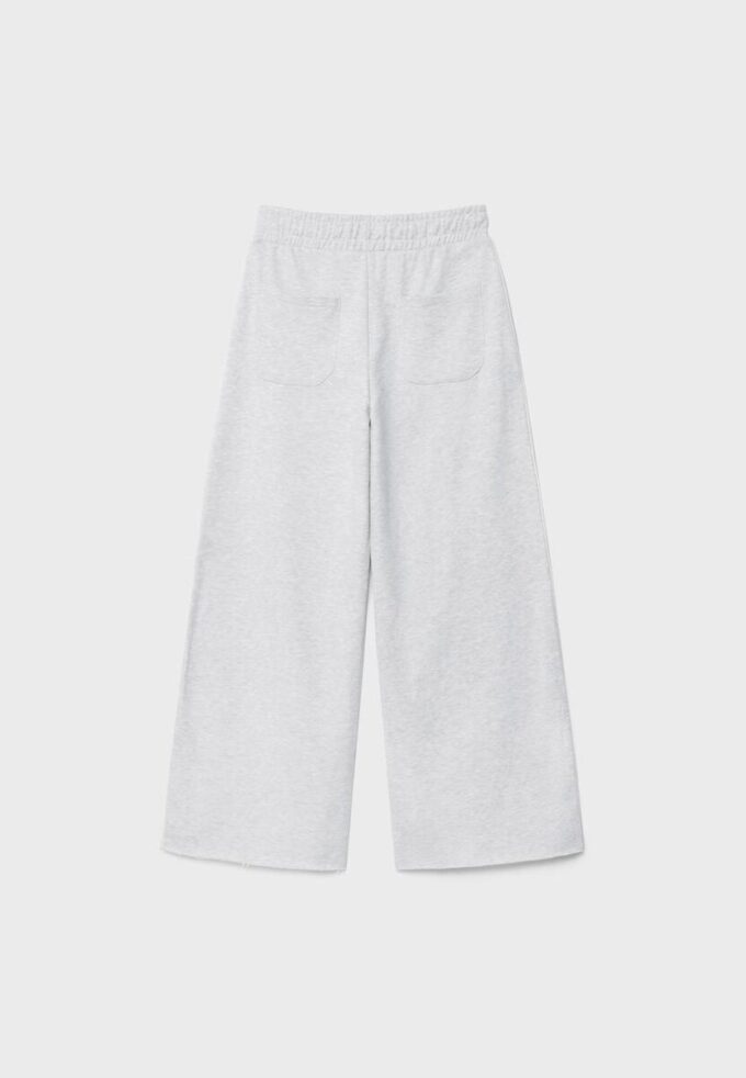 Pantalones Wide Leg de felpa con detalle de ribete Pantalones Wide Leg de felpa con detalle de ribete