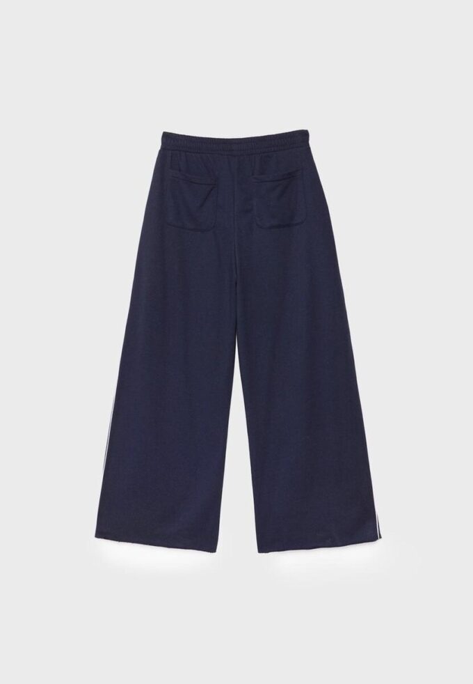 Pantalones Wide Leg de felpa con detalle de ribete Pantalones Wide Leg de felpa con detalle de ribete