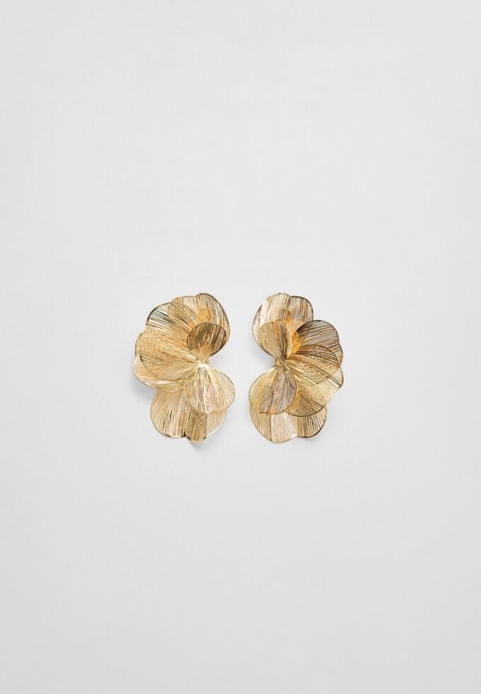 Pendientes de abanico con flores texturizadas