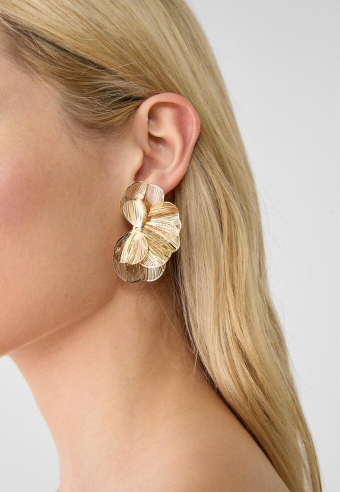 Pendientes de abanico con flores texturizadas