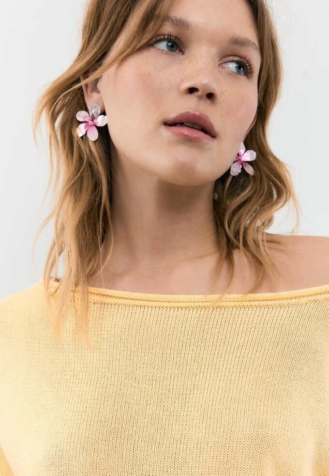 Pendientes de flor en dos tonos