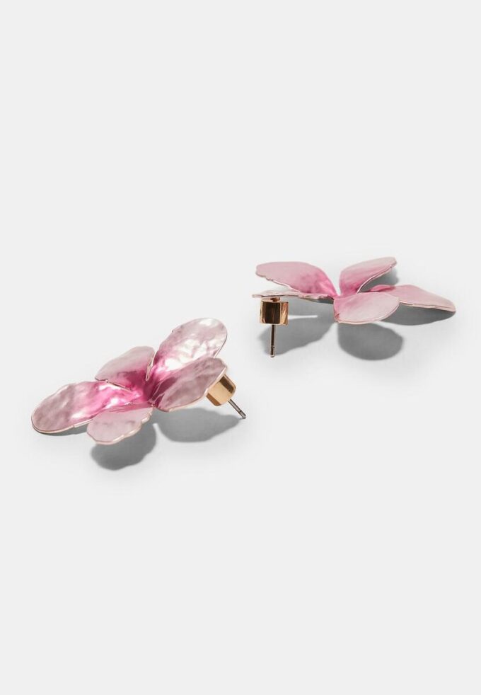 Pendientes de flor en dos tonos