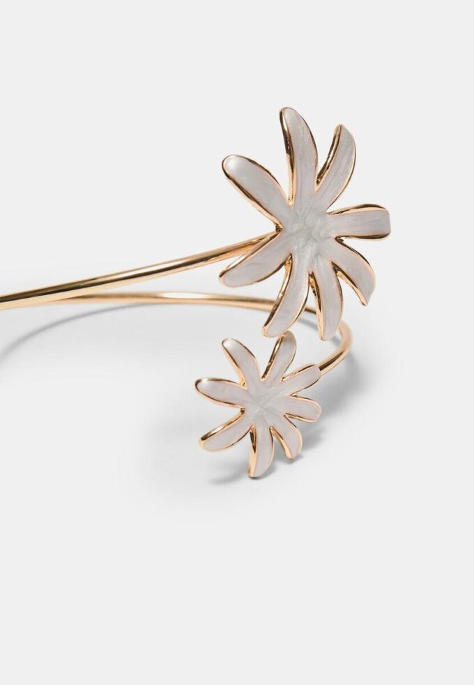 Pulsera esmaltada con doble flor