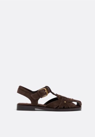 Sandalias de jaula de piel con tachuelas