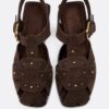 Sandalias de jaula de piel con tachuelas Sandalias de jaula de piel con tachuelas
