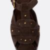 Sandalias de jaula de piel con tachuelas Sandalias de jaula de piel con tachuelas