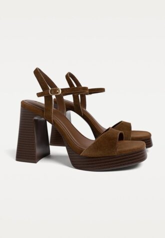Sandalias de plataforma de piel serrada