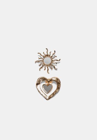Set de 2 broches de sol y corazón