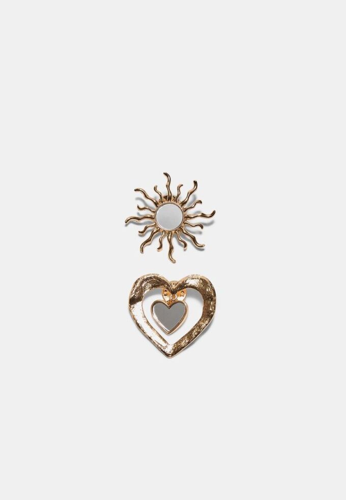 Set de 2 broches de sol y corazón
