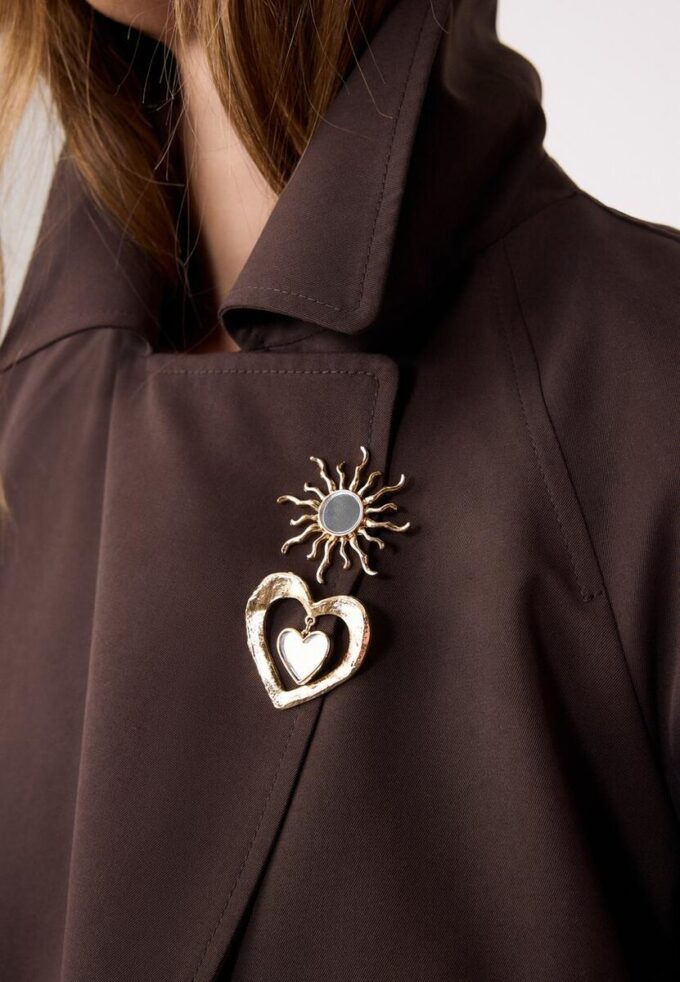 Set de 2 broches de sol y corazón