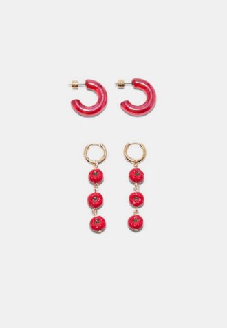 Set de 2 pares de aretes Tomato