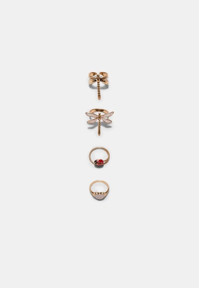 Set de 4 anillos de libélula