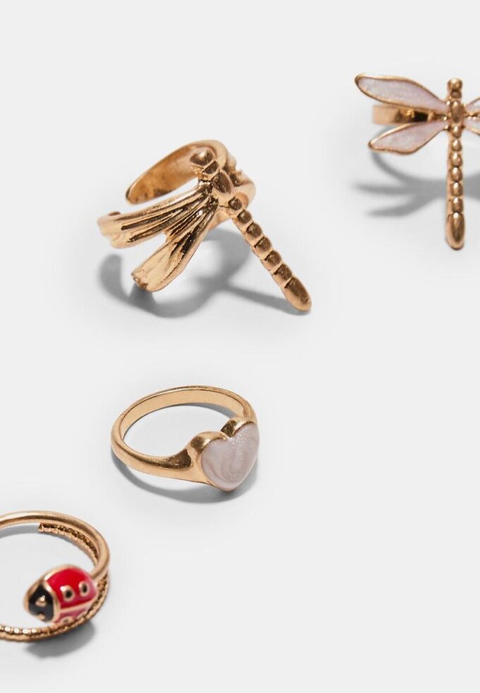 Set de 4 anillos de libélula