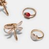Set de 4 anillos de libélula