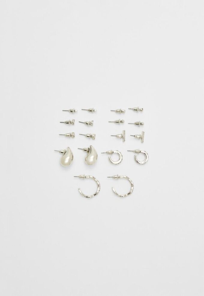 Set de 9 pares de mini pendientes en forma de lágrima