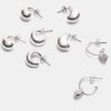 Set de 9 pendientes de corazón y aro
