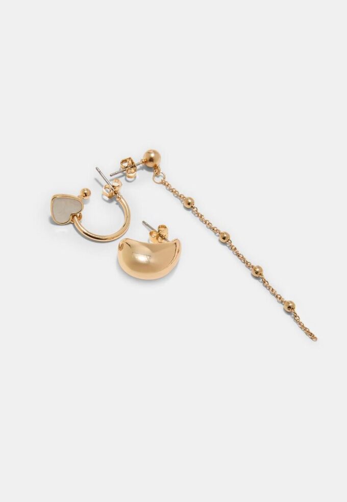 Set de 9 pendientes de corazón y aro