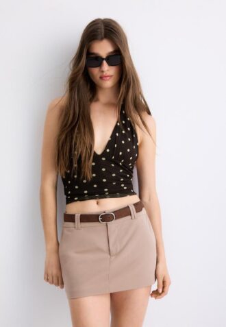 Skort-pantalón con cinturón